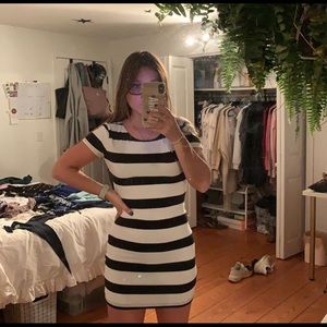 Black/White Striped Bodycon